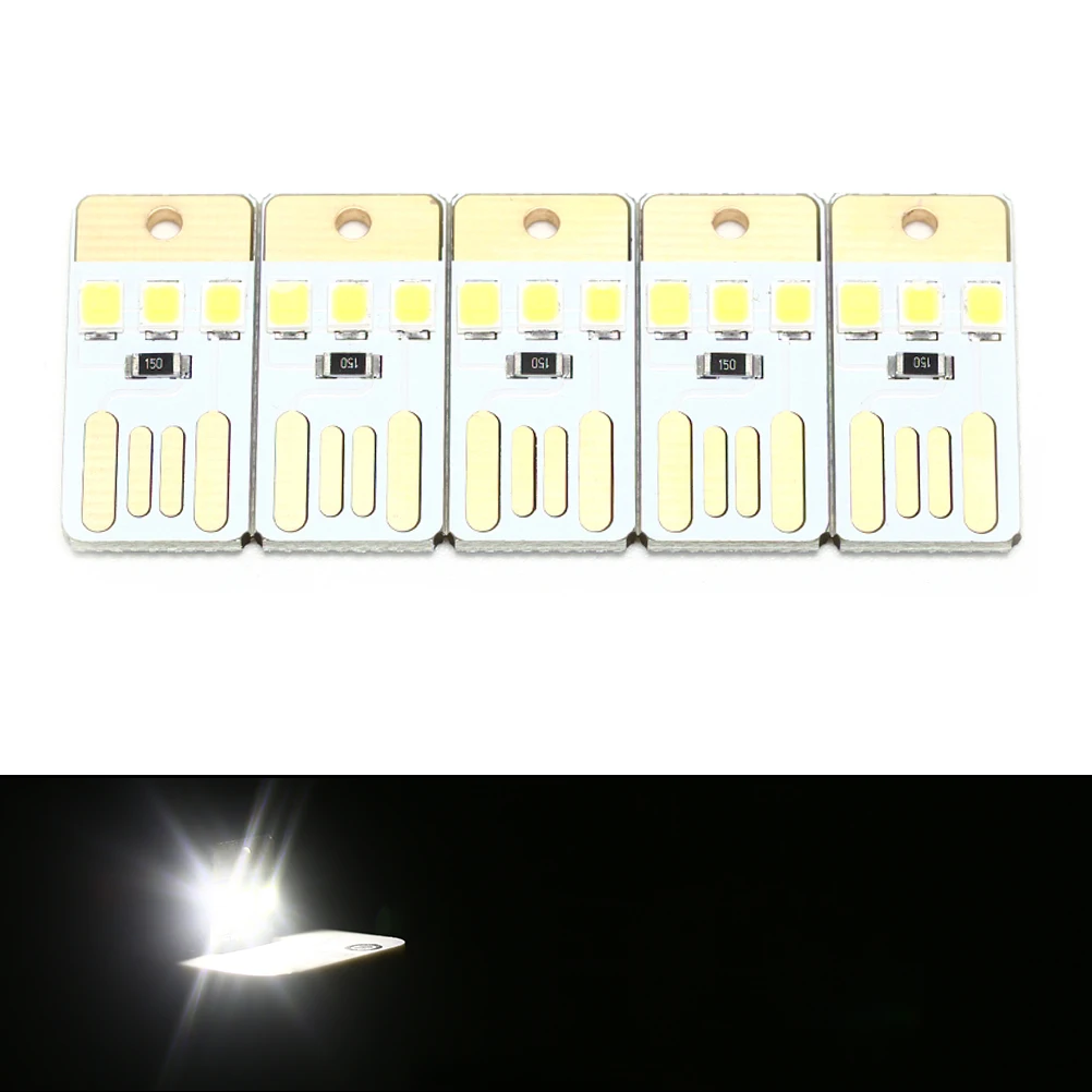 5 PCS Night Lamp Mini Pocket Card USB Power Camping Light LED 5v Light For Computer Laptop Single Side White