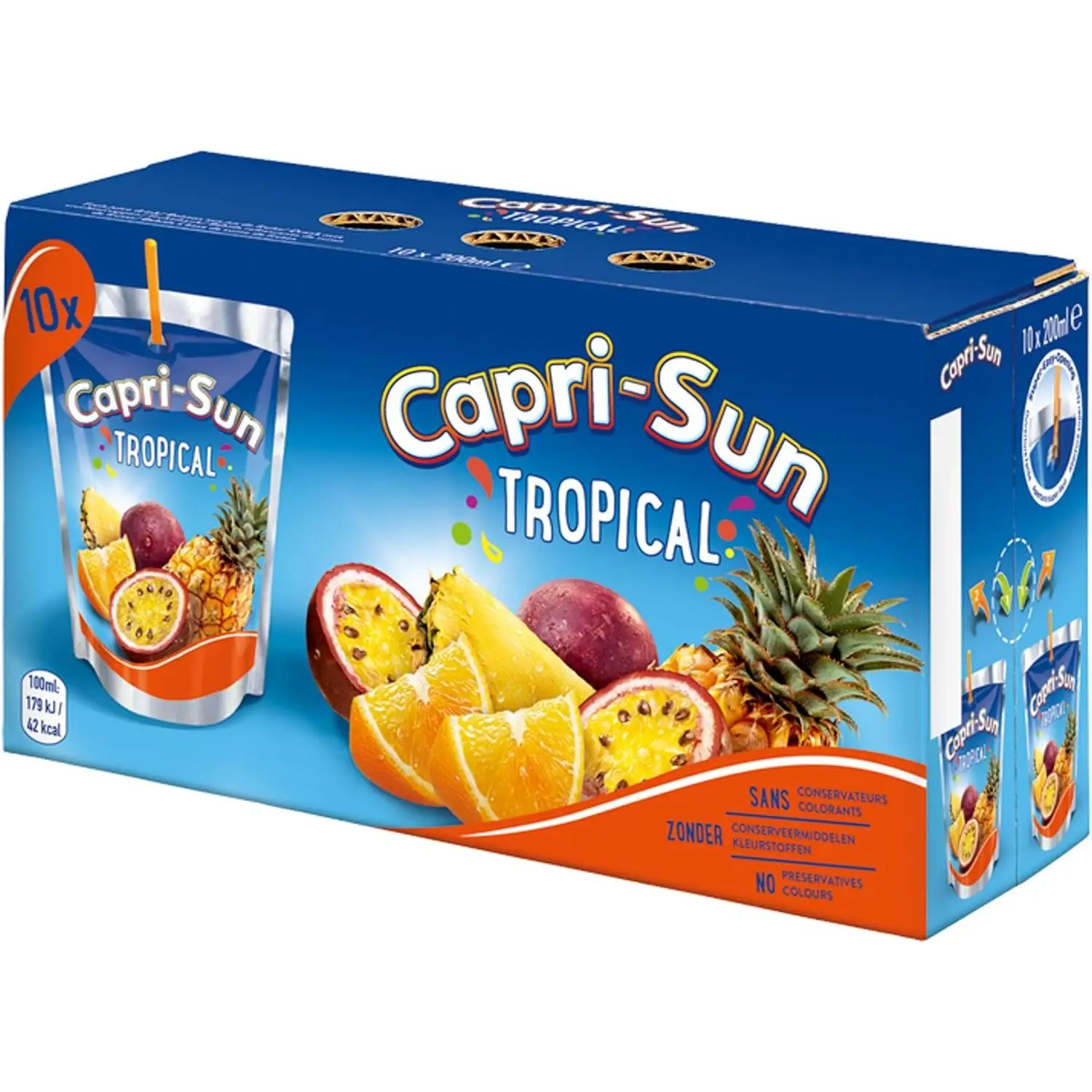 Zumos Capri Sun - 10 Unidades - Zumos Capri-Sun Naranja - Tropical - Cereza - MultiVitaminas - MultiFrutas - Jungle - Safari - Zumos Capri Sun 7 Sabores - 200 ml