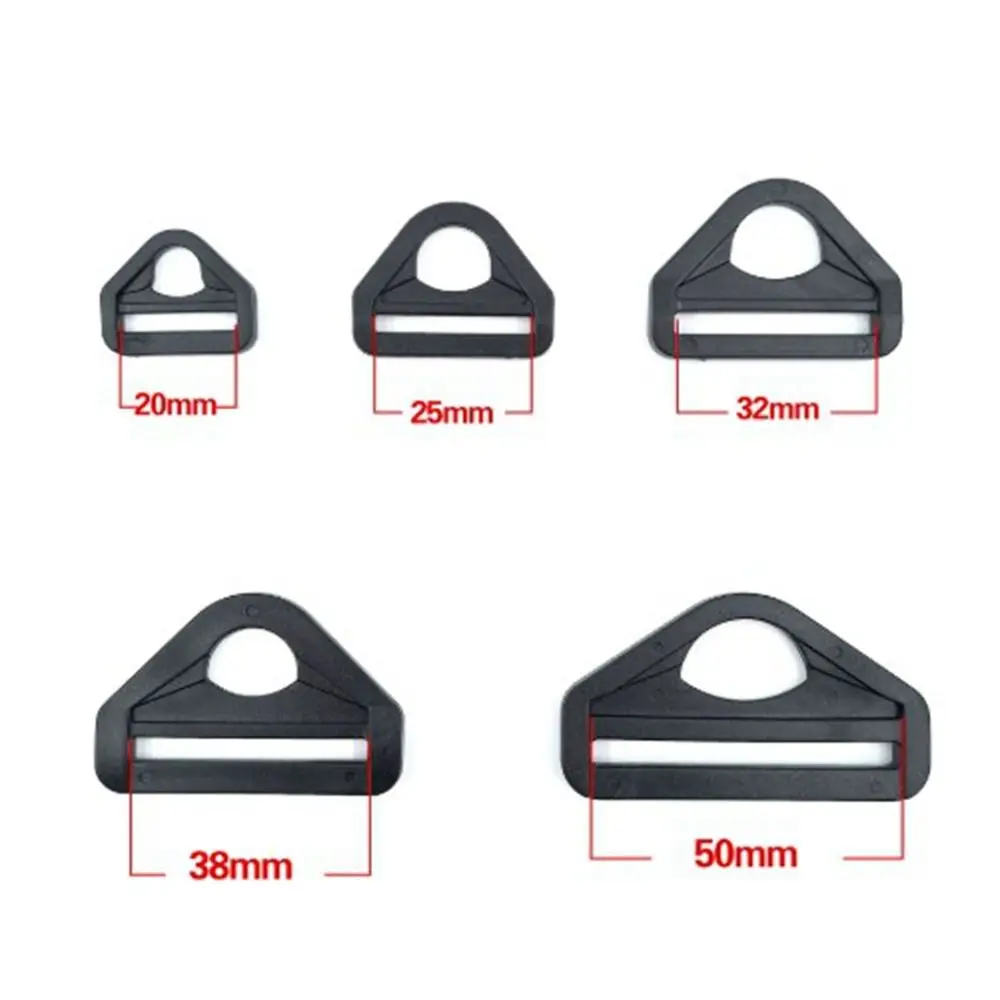 Boucle d'insertion en plastique avec anneau en D, 20/25/32/38/50mm, sangles de sac à dos noires, boucle en sangle, boucles en D, accessoires de bagages, 10 pièces