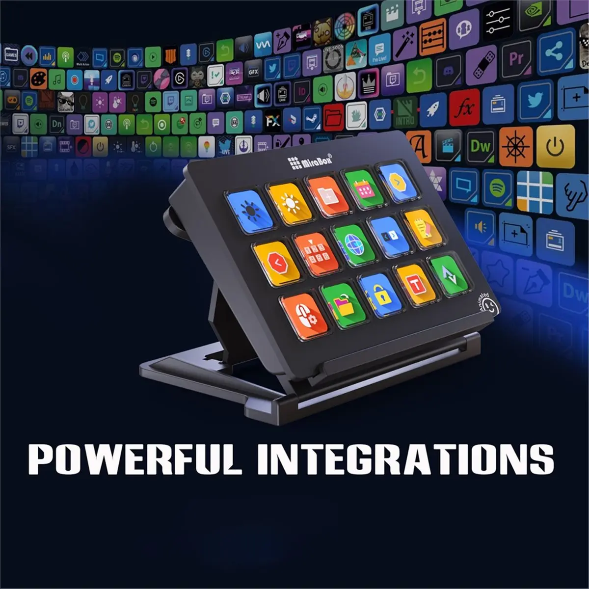 A46U Mirabox HSV293 V3 Flow Deck Visual Mini Keyboard Custom Buttons 15-Key LCD Button Screen Live Streaming Console