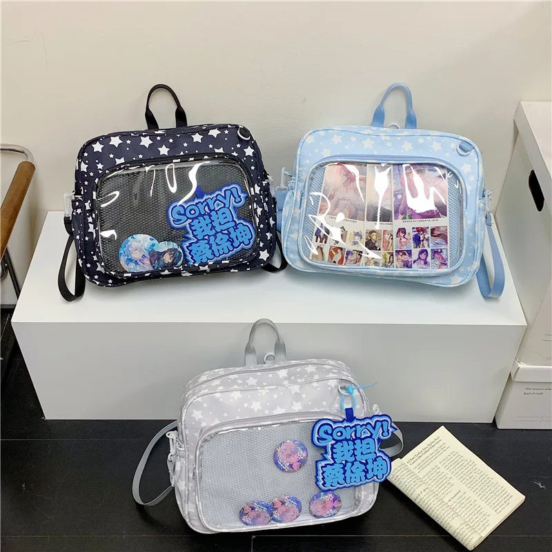 

Japanese Anime Crossbody Bag Transparent Texture Simple and Versatile Shoulder Bag for Women Small Star Print Casul Cute Ita Bag