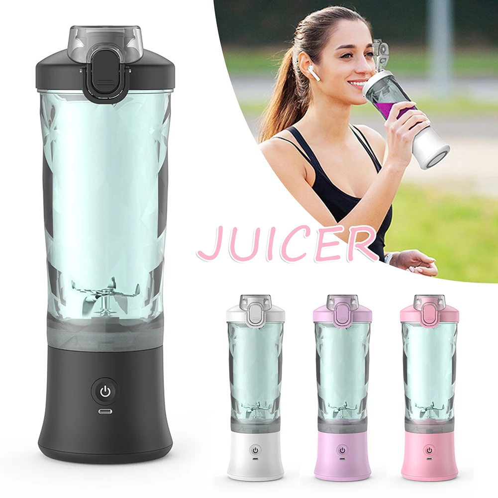 

600ml Fashion Juicer Cup with Filp Cover USB Rechargeable Juices Cup Ice Crusher for Home Ourdoor Sports