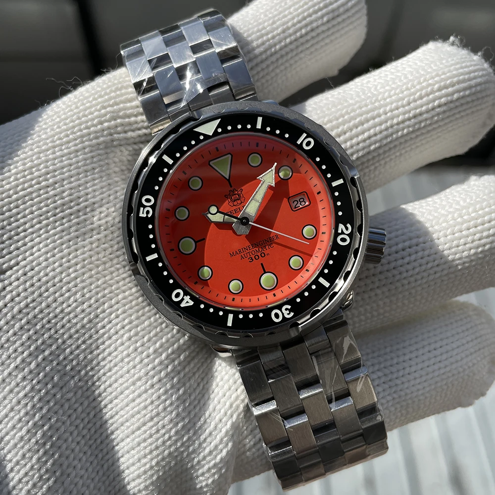 

STEELDIVE SD1975 Ceramic Bezel 47.5MM Case 300M Waterproof AR Sapphire Glass Orange Dial Tuna Dive Mens NH35 Automatic Watches