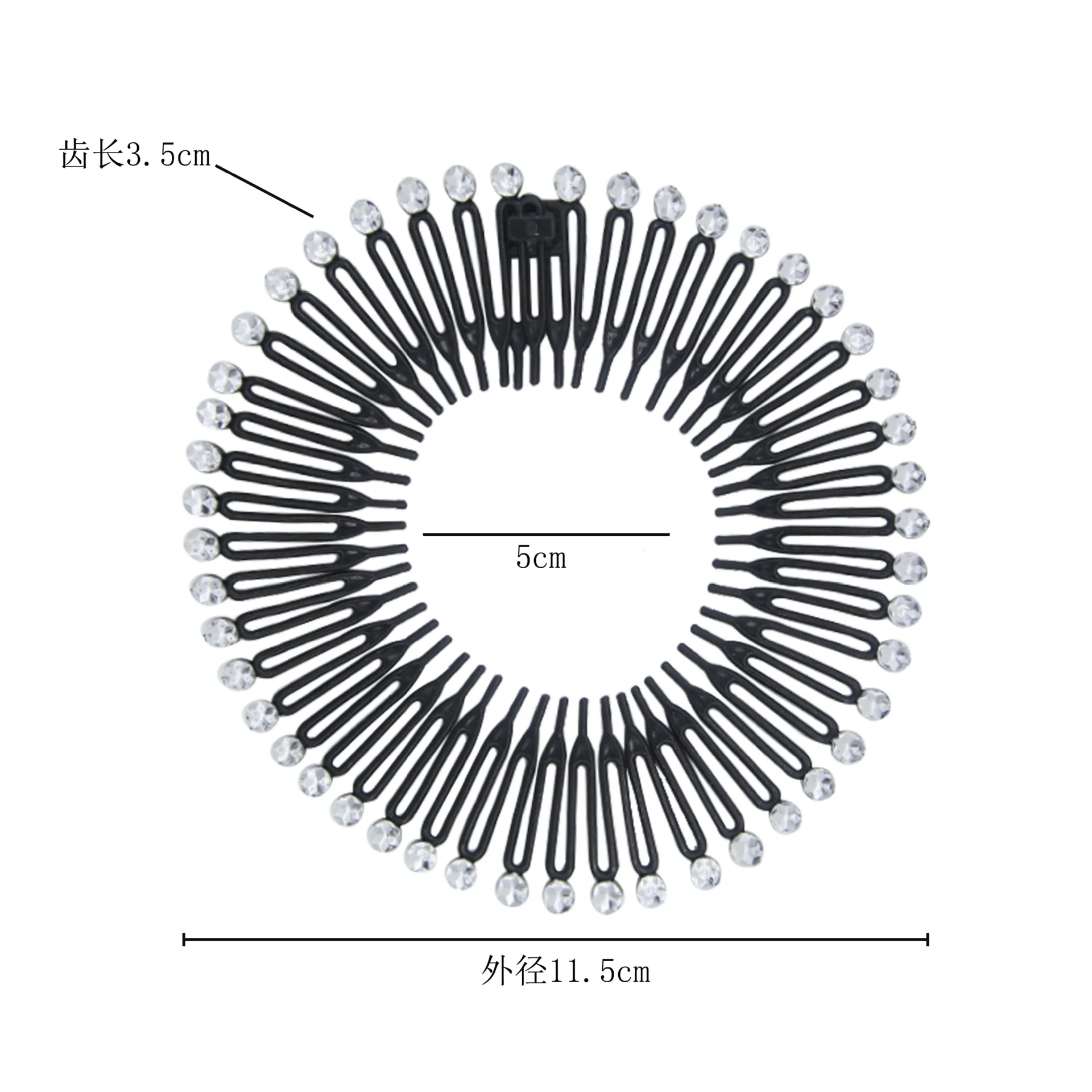 15 Stück volle runde Stretch kamm Stirnbänder flexible Kunststoff Kreis Haar wickel Haarband halter – Detail 5