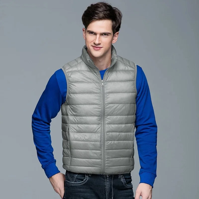 Chaleco informal de otoño para hombre, chaqueta ligera sin mangas con cremallera completa, chaleco para exteriores con bolsillos
