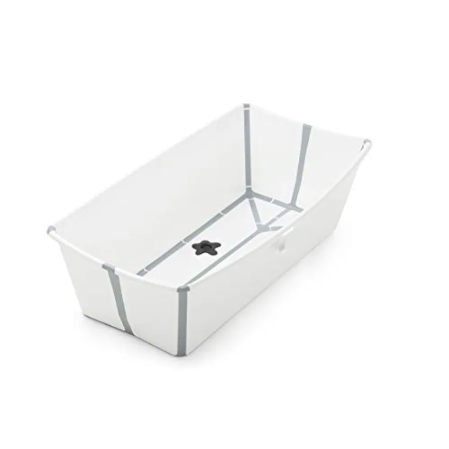 

Flexi Bath Portable X-Large Baby Bathtub with Heat-Sensitive Plug, White Grey