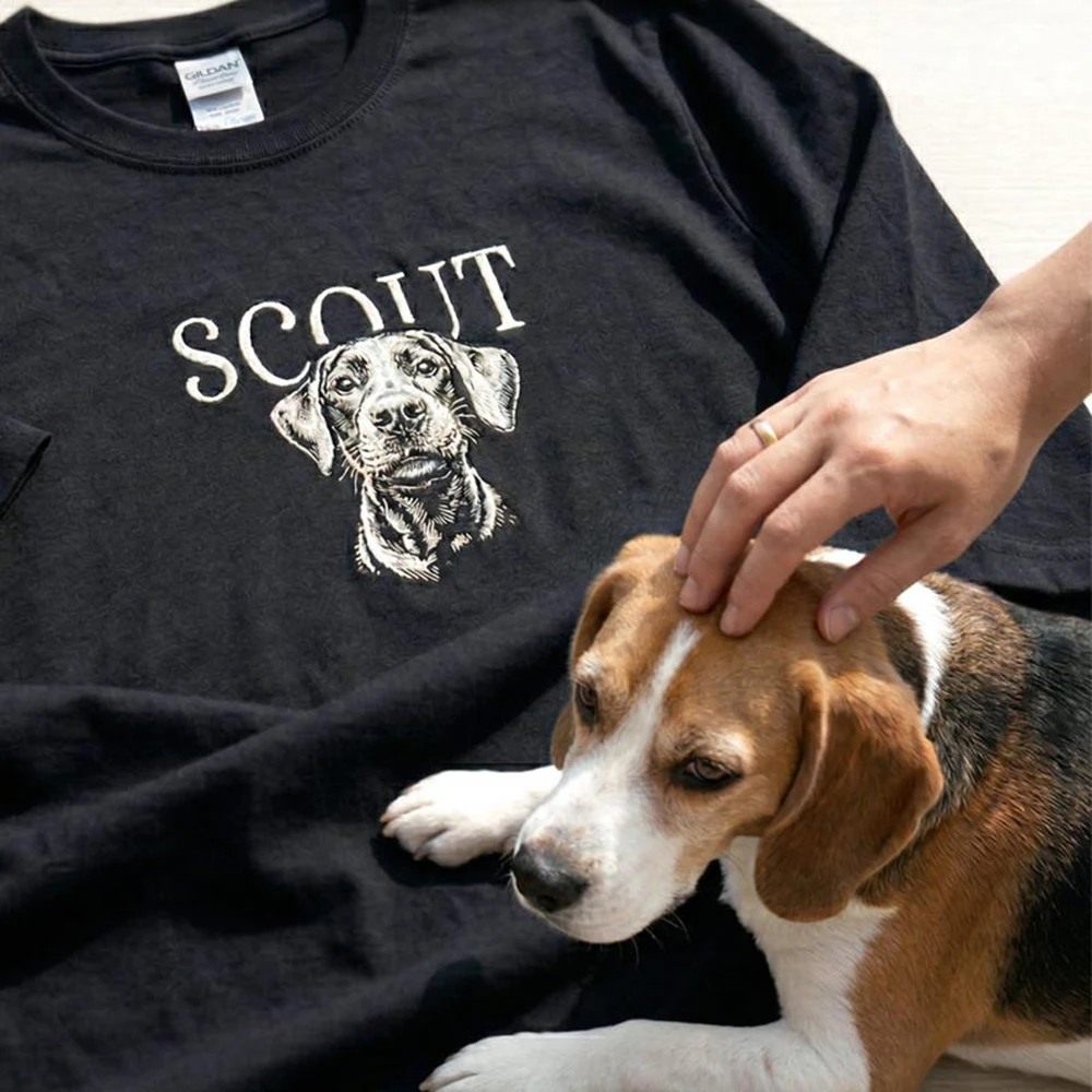 Custom T Shirt With Pet Face Personalized Embroidered Dog Dad Shirt Beagle Dad Shirt Pet Photo Gift Dog Memorial Gift