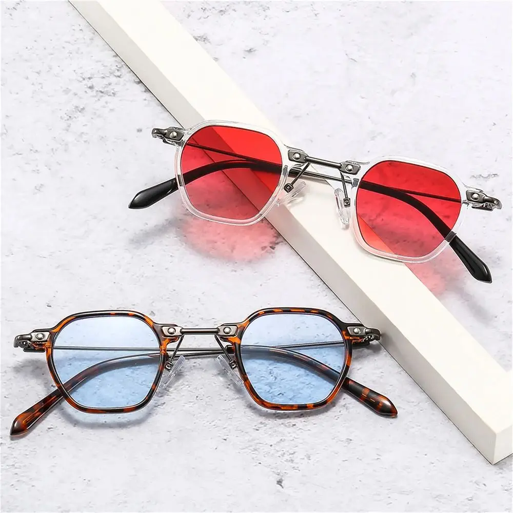 Hip Hop Shades Punk Sunglasses Polygon Frame Sun Glasses Avant Garde Ocean Color Shades Eyewear for Women & Men Summer Must