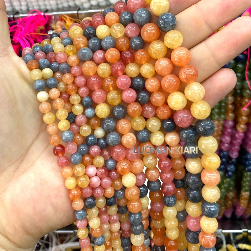 4-12mm Naturstein-Chalzedon, Südlicher Roter Achat, Runde Zwischenperlen für Schmuckherstellung, DIY-Armbänder, Anhänger, Zubehör – Detail 9