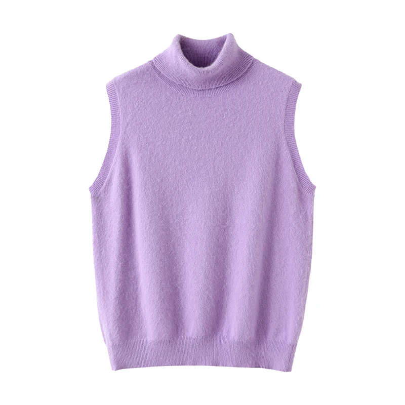 Pull à col roulé en cachemire de vison pur pour femme, pull en tricot, émail décontracté, automne et hiver