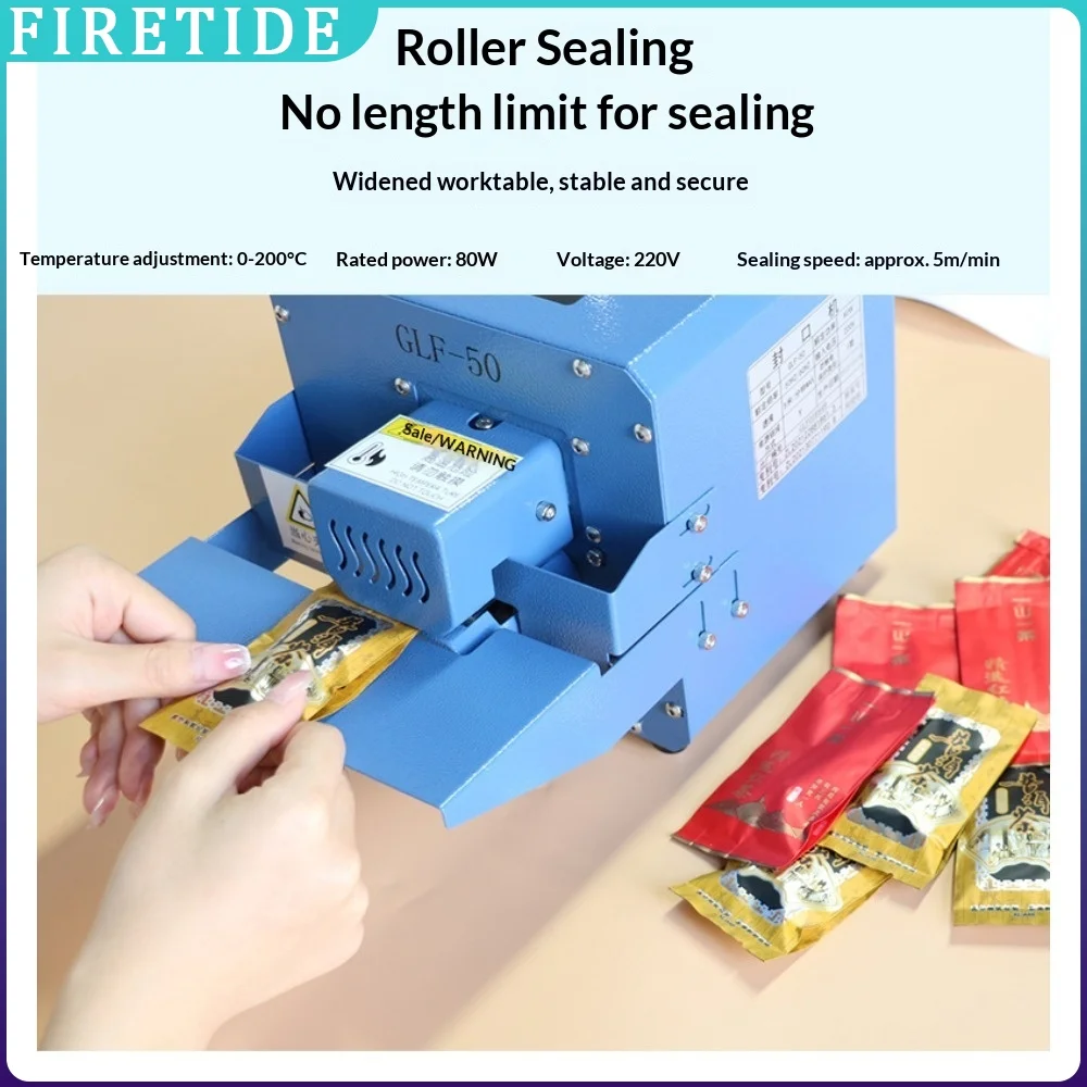 Portable Heat Sealer for Tea Snack Candy Bags Continuous Roller Heat Sealer for Plastic Bags Commercial Bag Sealing Machine