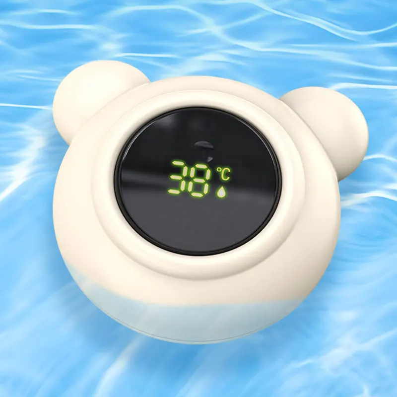 Indicatore di temperatura dell'acqua per bambini Little Bear da 1 pezzo, indicatore di temperatura digitale per bambino/bagnetto a bottone - Uso domestico