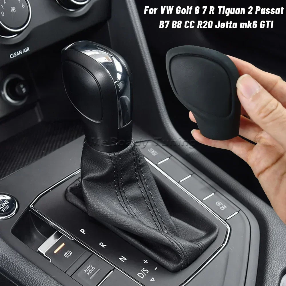 Leather Gear Shift Knob Side Cover Lever Cap for VW Golf 6 7 7.5 R Passat B7 B8 CC R20 Jetta MK6 GLI Tiguan MK2 Interior tuning