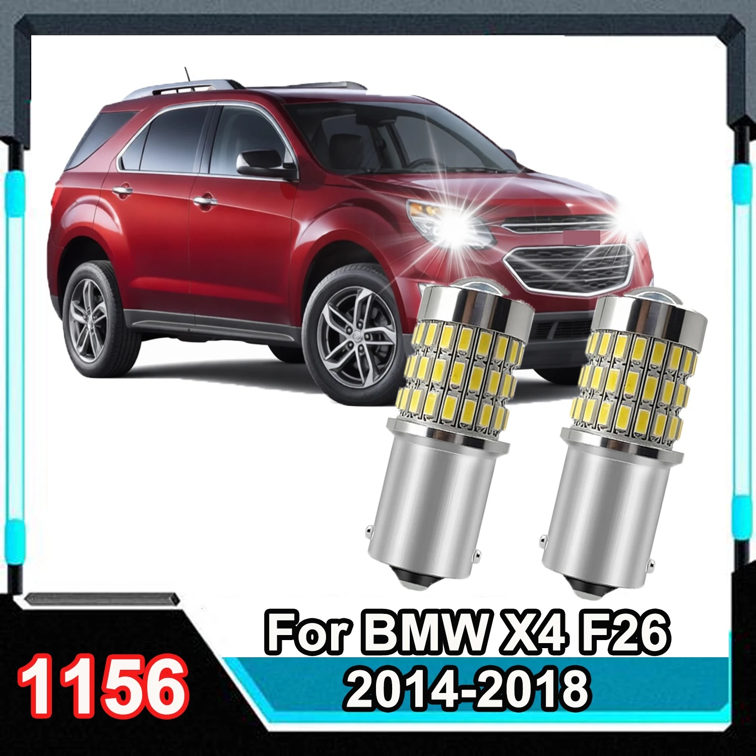 

2 светодиодных лампы заднего хода P21W BA15S для BMW X4 F26 2014-2018, 6000K, суперяркий белый свет