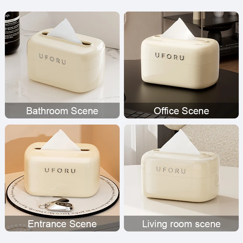 Uforu صندوق مناديل أكريليك لغرفة المعيشة والمنزل وسطح المكتب صندوق ورقي متعدد الوظائف صندوق ورقي ربيعي إبداعي