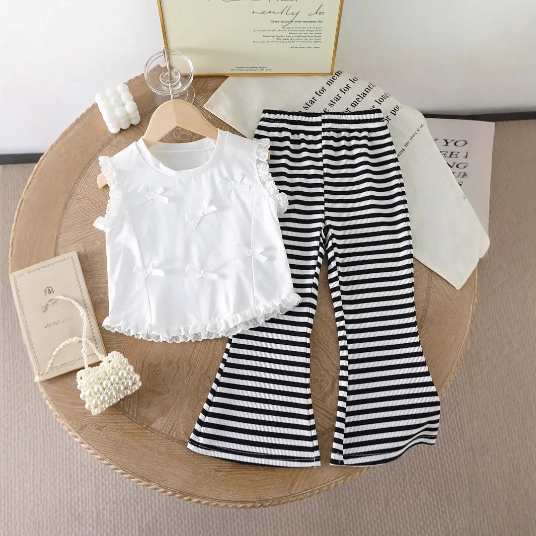 Girls' casual suit vest flared pants suit trendy summer Korean version two-piece set