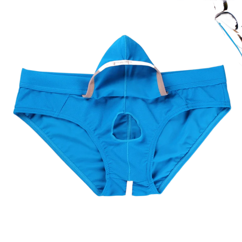 Wangjiang Penis Hole Sexy Underwear Cock Out Pouch Mens Briefs Open Front Low Waist Male Lingerie Cover Bag Underpants Panties