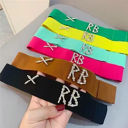 Fedora and straw hat accessories new Rhinestone elastic webbing various colors with letters wholesale accessories шапка женская