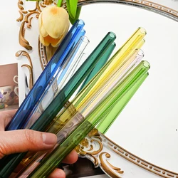 6PC/set Colourful Glass Straw with Brushes Heat-resistant Cold Beverage Straight Straw Reusable Straws 200mm*12mm Drinking Straw