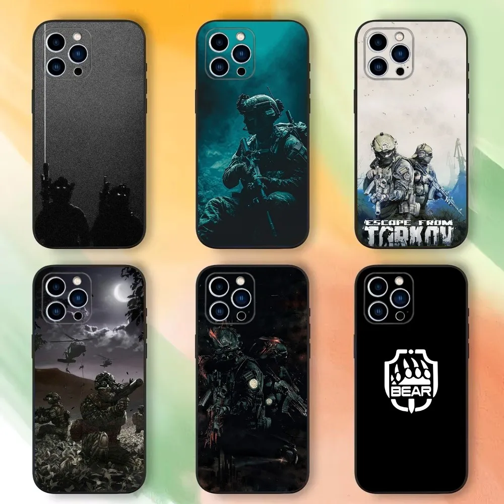 E-Escape From T-Tarkov-s Phone Case For iPhone 16,15,14,13,12,11 Plus,Pro Max,XS,X,XR,SE,Mini,8,7，Soft Silicone Black Cover