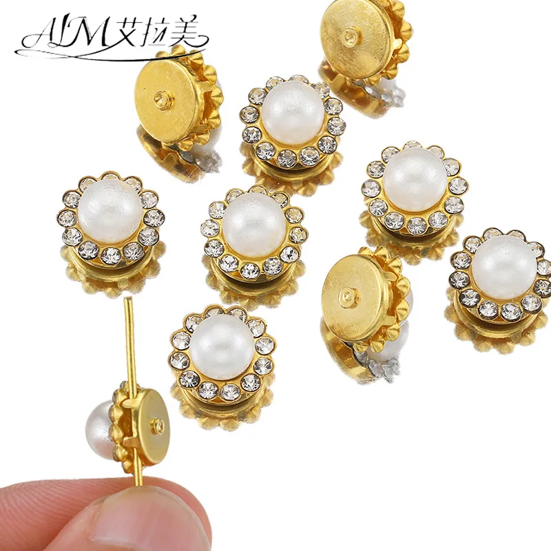 

100 piece set 9/12/14 mm double layer pearl sun flower plate decorative buckle hand sewn crystal claw crystal DIY accessories