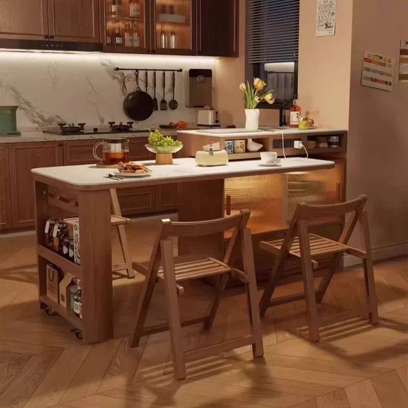 Italian Design Functional Tables Luxury Nordic Glass Center Extensible Dining Tables Chairs Island Mesa Comedor Home Furniture