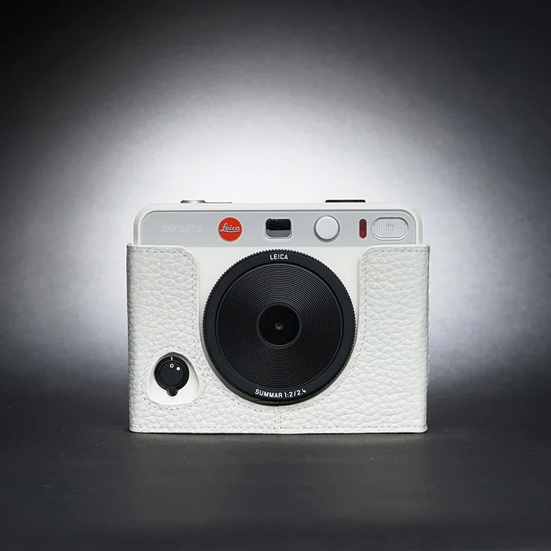 حقيبة الأدمة المضادة للانزلاق من الجلد الطبيعي لـ Leica Sofort 2 ، علبة صندوق الجسم ، غلاف واقي ، باب بطارية مفتوح ، مصنوع يدويًا