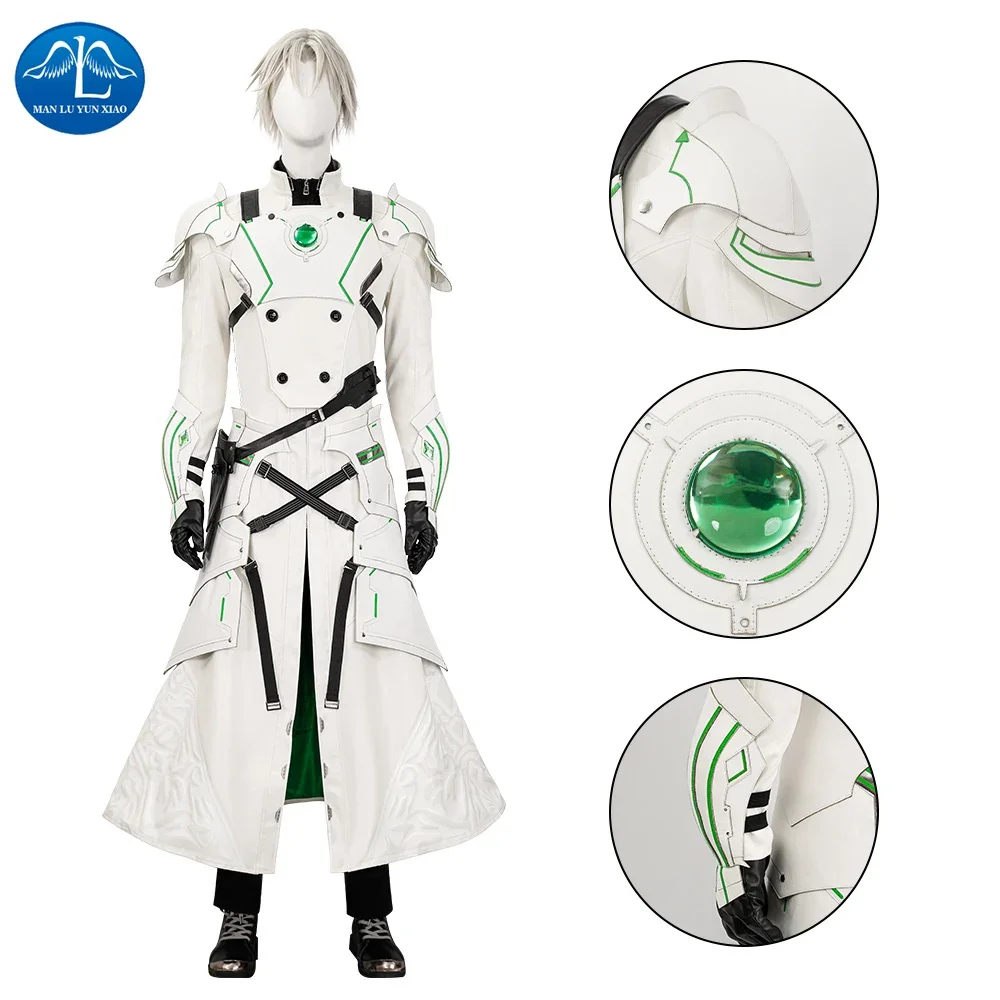 GAME Final Fantasy VII Youth Sephiroth Cosplay Costume FF7 Sephiroth Outfit White Armor SuitCoat Custom Shoes Halloween