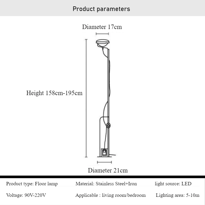 SANDYHA Italian Designer Style Stainless Steel Floor Lamp for Living Room Decoration LED Light Study Indoor Lighting Fixtures
