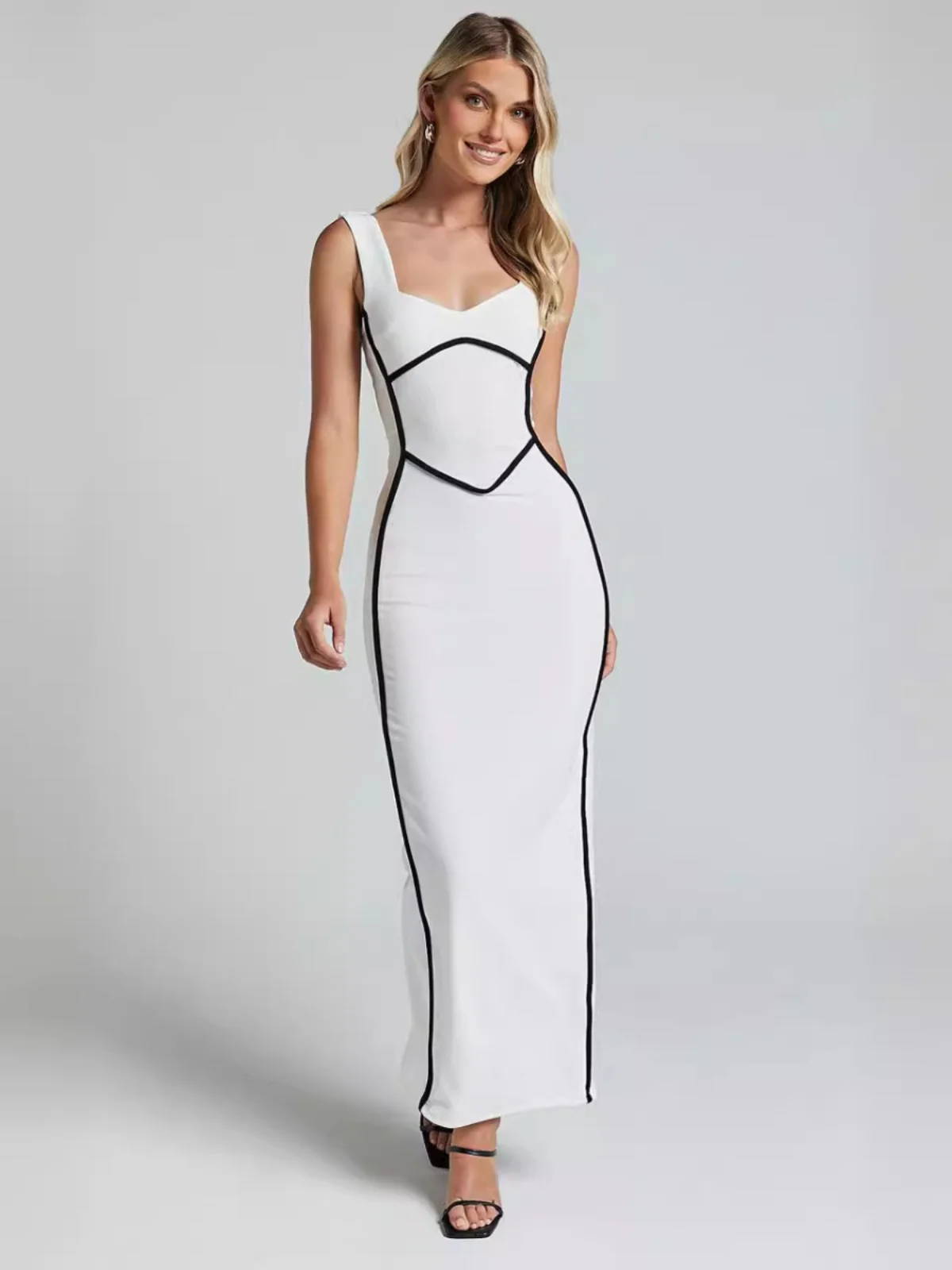 

Новая облегающая юбка-трапеция из полиэстера с завышенной талией, однотонная, базовая, женская, цельная