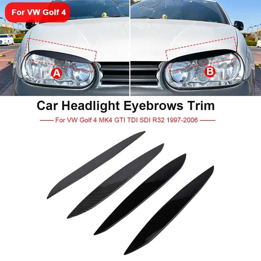 

For VW Golf 4 MK4 GTI TDI SDI R32 1997-2006 Car Headlight Eyebrows Headlamp Eyelid Cover Trim ABS