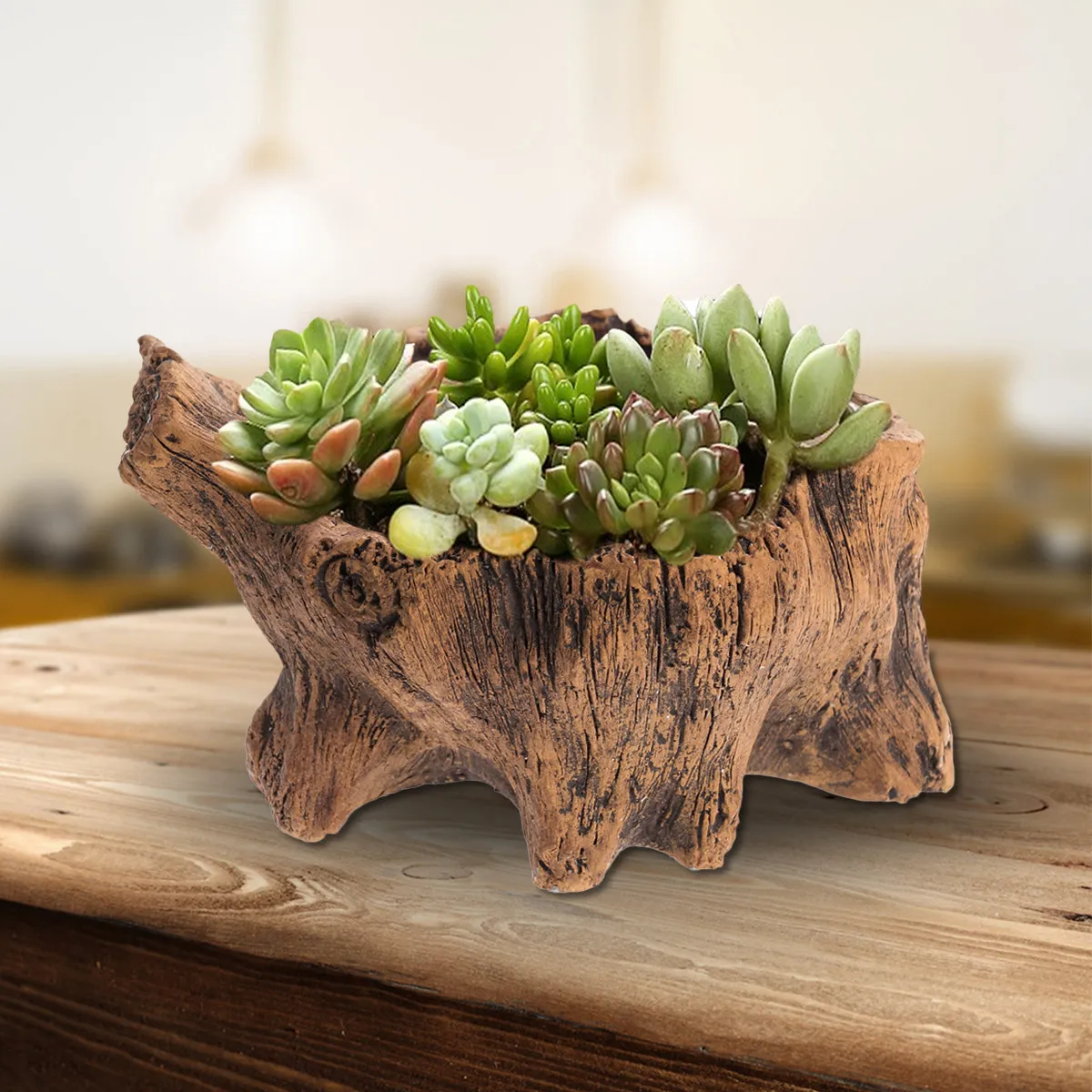 Vintage Style Cement Plant Pot Creative Imitation Wood Succulent Planter Bonsai Flower Container Vintage Flower Pot