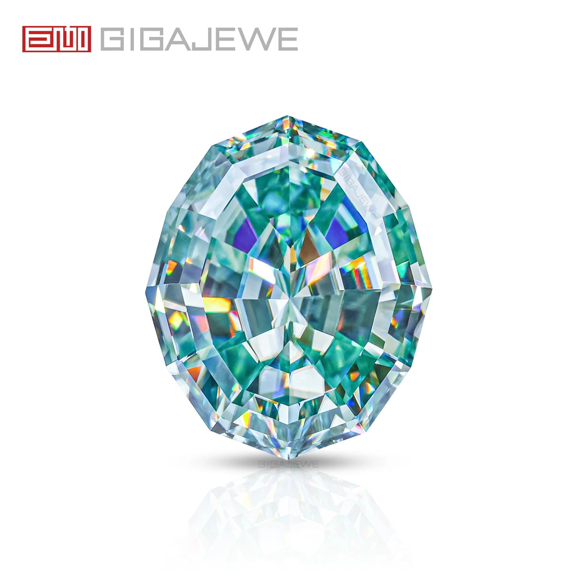 

GIGAJEWE Cyan Color Moval Oval Step Cut Moissanite FL-VVS1 PFL-remium Gems Loose Diamond Test Passed Gemstone For Jewelry Making