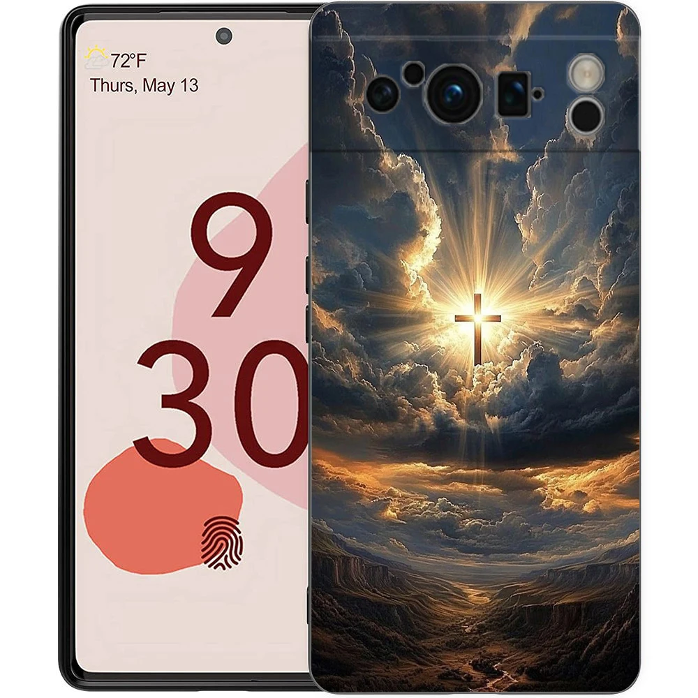 เคสโทรศัพท์ลายพระคัมภีร์คริสเตียน พระเยซู สำหรับ Google Pixel 10 9 8 7 6 Pro XL 9A 8A 6A 7A 5G เคสนิ่มกันกระแทก TPU สีดำ