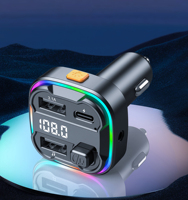 3.1A Car Charger Bluetooth 5.3 FM Transmitter Player MP3 PD Type-C Dual USB Charger AUX Audio Adapter in Car with Ambient Light