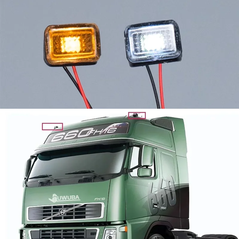 RC Dump Truck LED The Width Light Roof Lamp for 1/14 Tamiya SCANIA 770S R620 Volvo FH16XL 750 BENZ Arocs MAN TGX Car Accessories