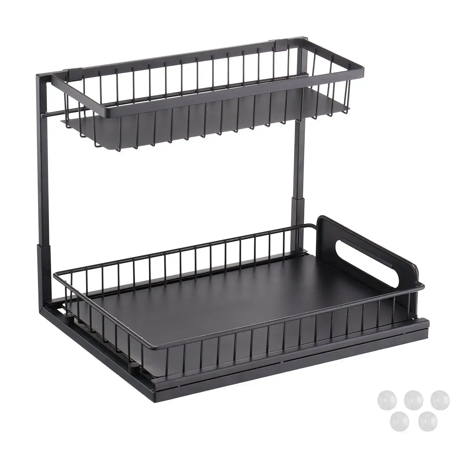 

2-Tier Wire Pull Out Cabinet Under Sink Organizer 10.7"x14.2" Drawer Basket