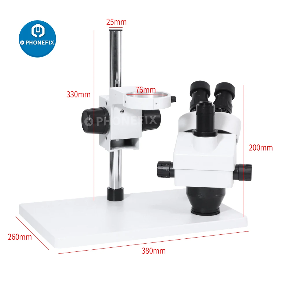 3.5X-180X Trinocular Simul-focus Microscope for Phone PCB Soldering Repair with 0.5X 2X Lens Industrial Stereo Microscope