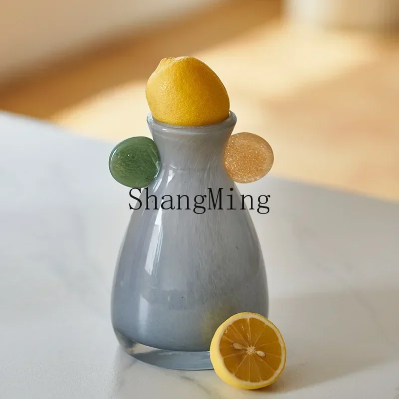 CLL handmade gradual change antique style small mouth vase dining table TV cabinet flower countertop soft decoration jewelry