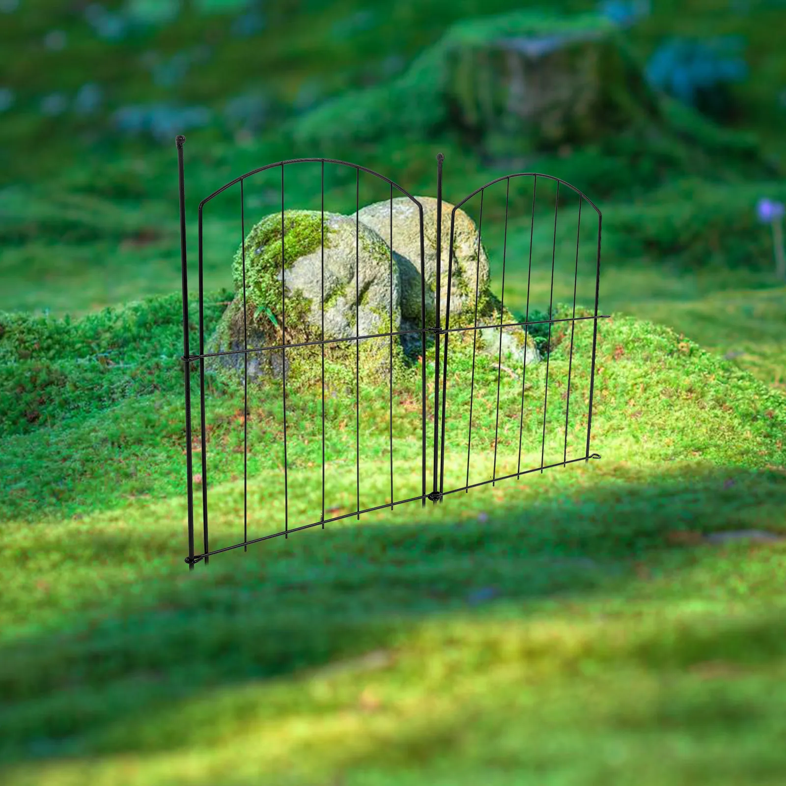 

2Pcs Metal Iron Fence Garden Barrier Lawn Decorative Fencing DIY Landscape Edging Border Courtyard Partition Iron Fencing