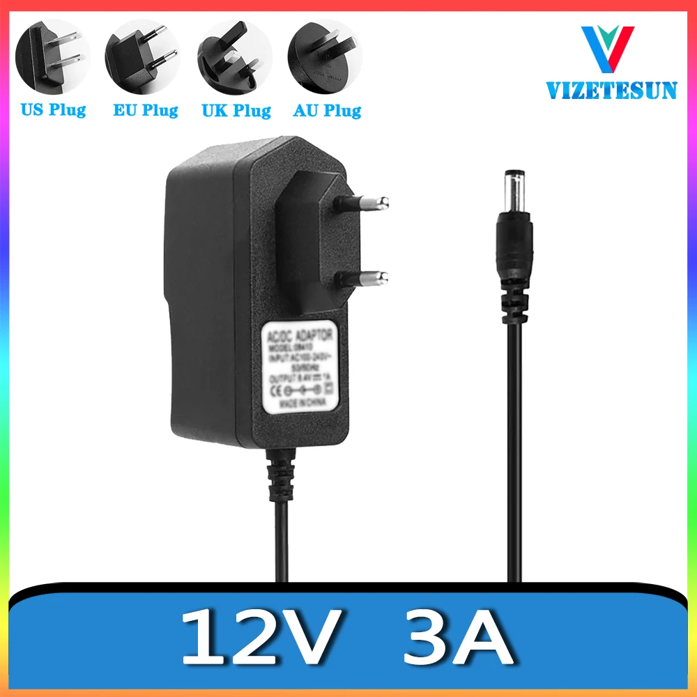 12V 3A Desktop Computer LCD Screen Power Adapter Transformer 12V 3000MA Universal Power Cord
