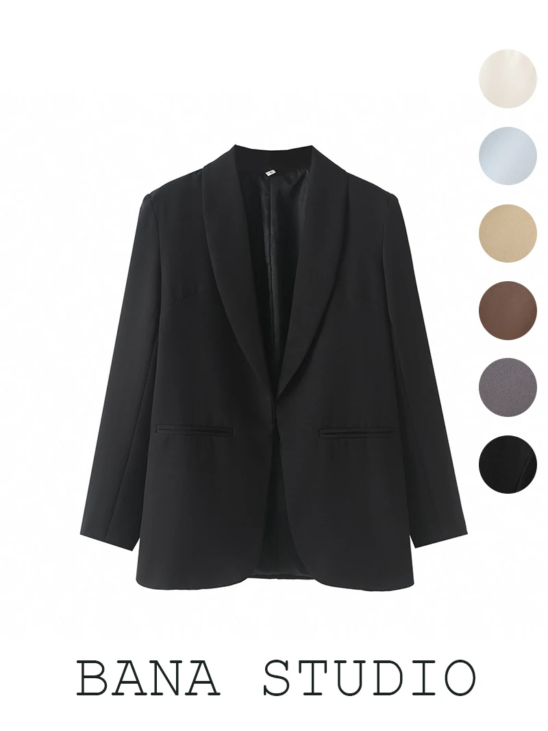 

Женский деловой костюм BANA Tailored Bla Midi: свободный крой, без пуговиц, для работы, весна-осень, из полиэстера, прямой силуэт, на подкладке