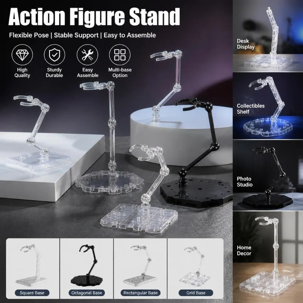 New Transparent Action Figure Display Stand Movable Rack Gundam Models Assembly PVC Model Support Stand for HG 1/144 Cinema Game