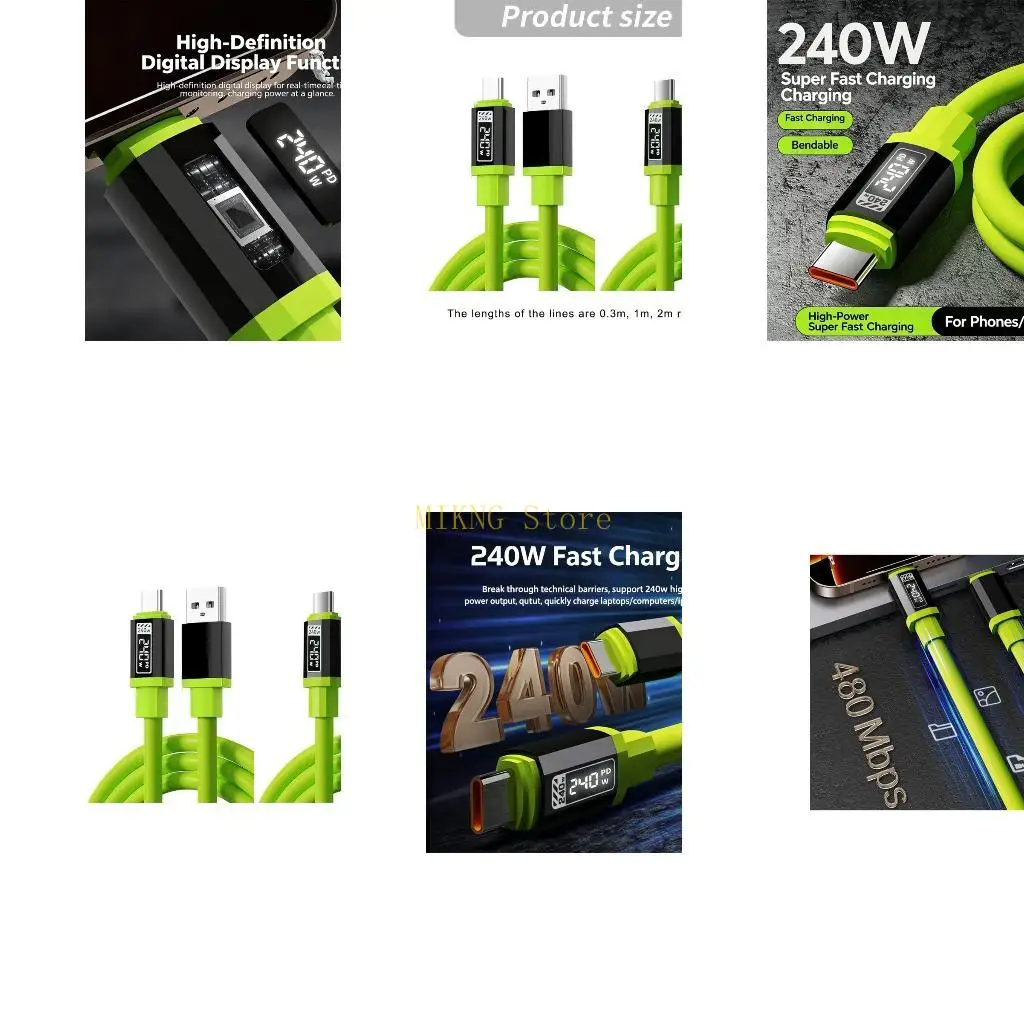 Fast Speed 240W Type C Cable Cord Wire For Quick Charging 30cm Long Best Sale