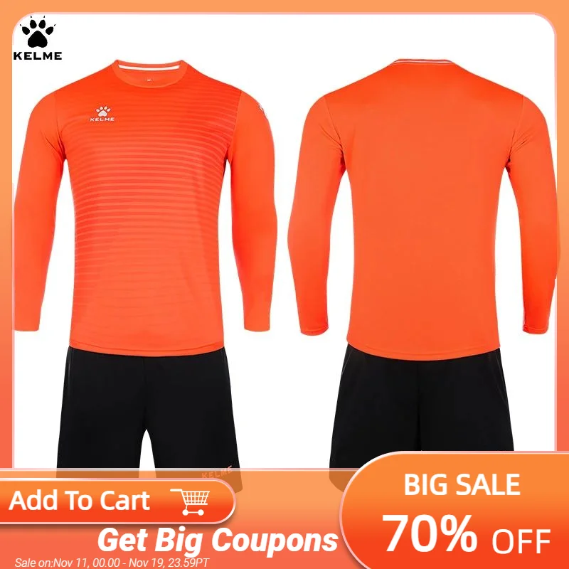 

Комплект футбольного костюма для взрослых Kelme с длинными рукавами, тренировочная форма для матчей, индивидуальный футбольный трикотаж, спортивный топ