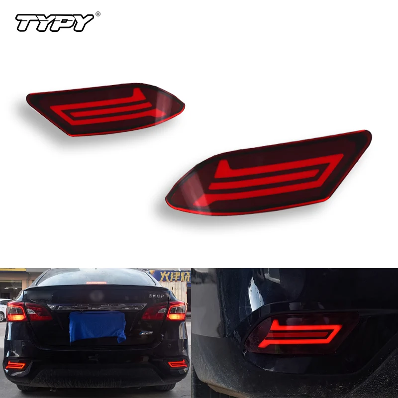 

TYPY автомобильный мигающий 1 пара отражателей заднего бампера автомобиля светодиодный задний противотуманный фонарь стоп-сигнал для Nissan Sentra Sylphy 2016 2017
