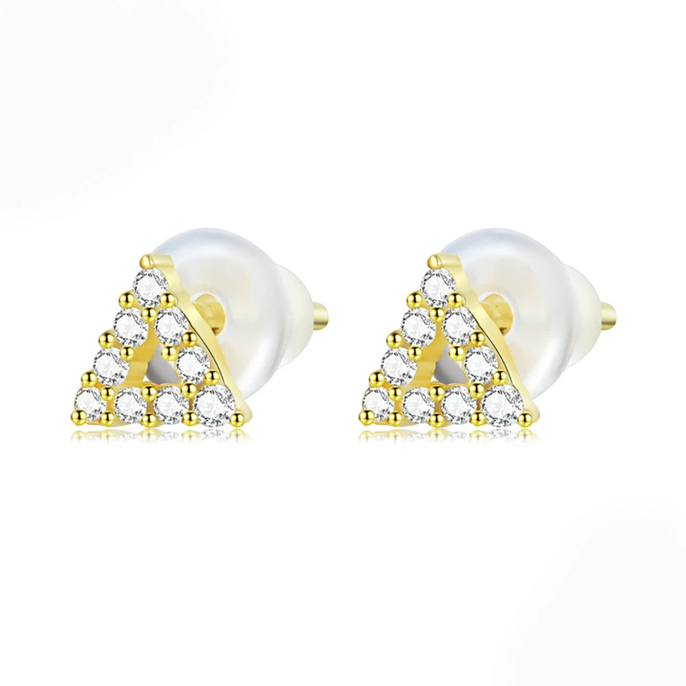 

100% Sterling Silver s925 Shining Fashion Silicone Earplugs Earrings Geometric Square Star Zircon Earrings Women's Earrings