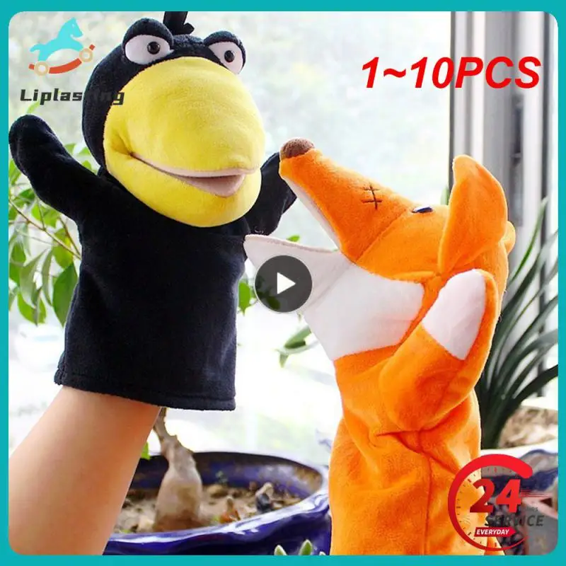 Marioneta de dedo de mano de Animal de piezas, juguetes educativos, simulador de oso Zorro, juguetes de peluche suaves, juego de muñecas de Anime