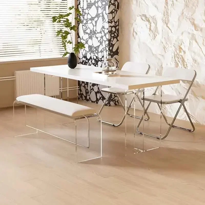 Transparent Acrylic Bench Nordic Furniture Living Room Footstool Shoe Changing Stool Creative Dining Stool Home Leisure Seats