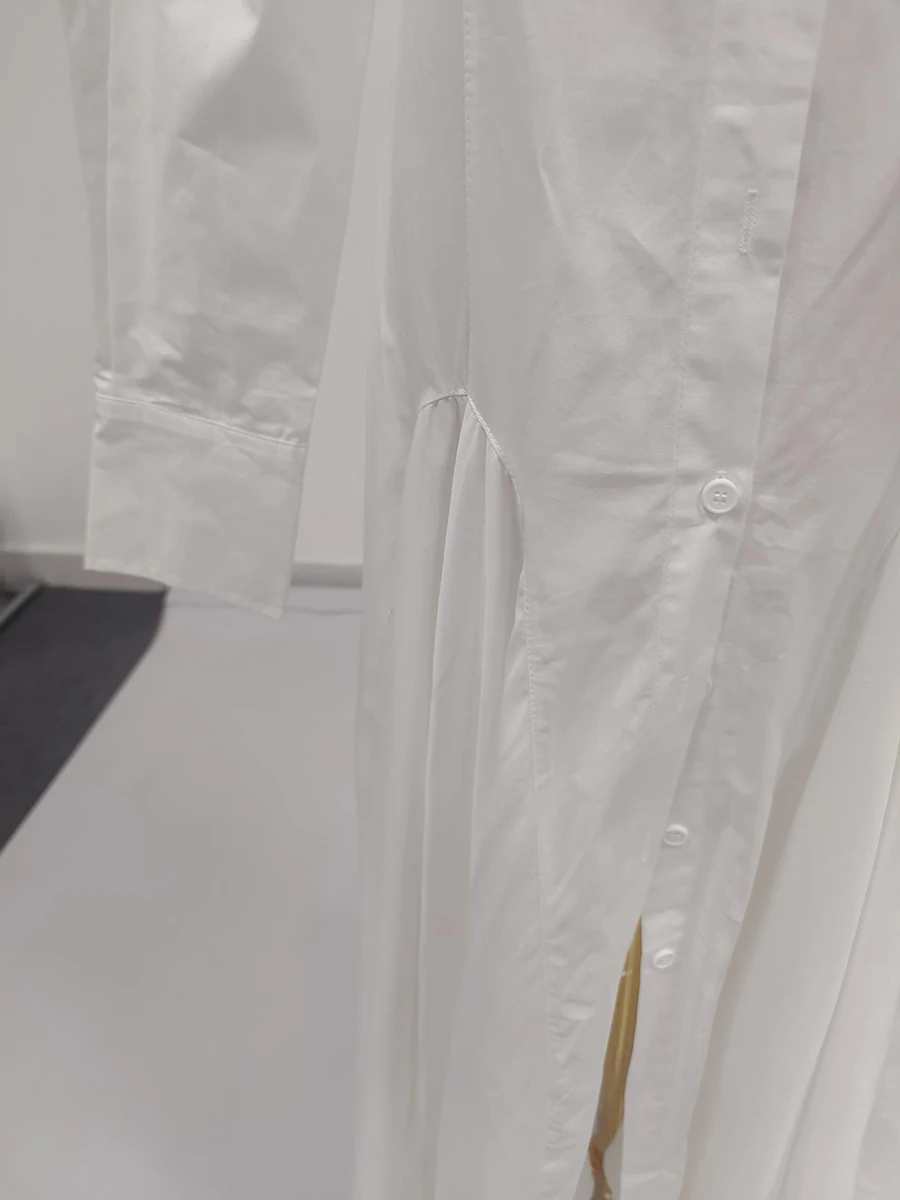 VGH French Style Vintage Solid Shirts Dresses For Women Lapel Long Sleeve High Waist Slimming Elegant Dress Female Fashion New